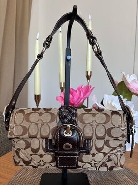 COACH Y2k Vintage Brown Jacquard Soho Braided Shoulder Small Handbag 6280
